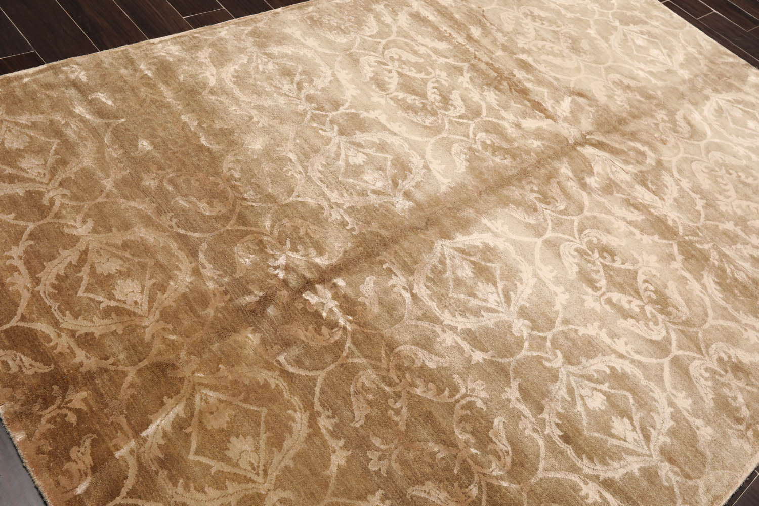 6x9 Tan, Taupe, Color Hand Knotted All-Over 100% Wool Transitional Oriental Rug