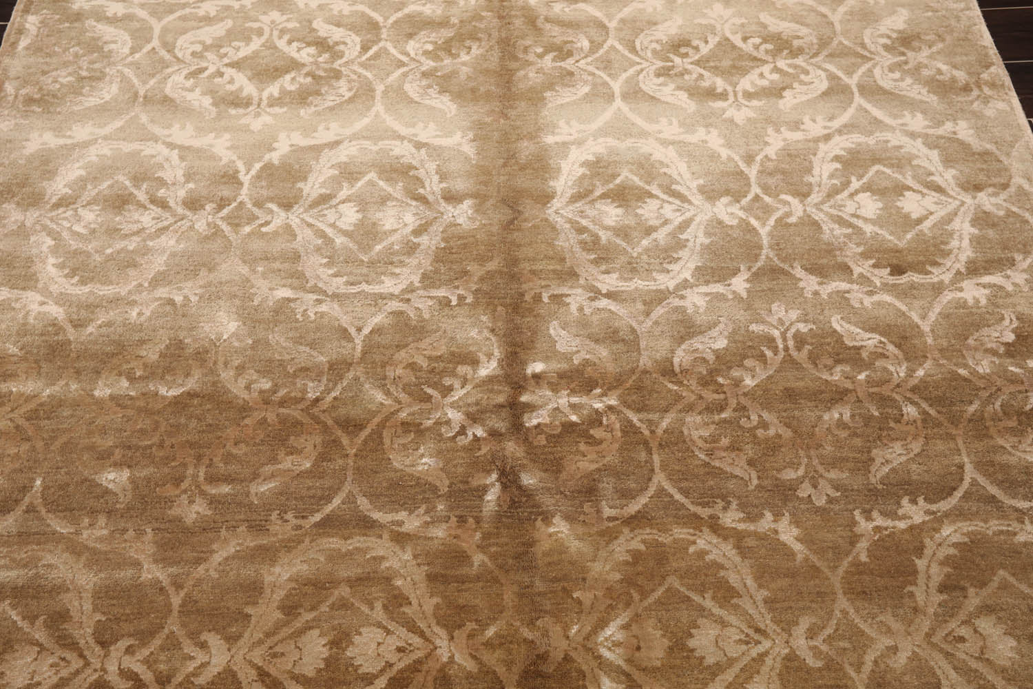 6x9 Tan, Taupe, Color Hand Knotted All-Over 100% Wool Transitional Oriental Rug