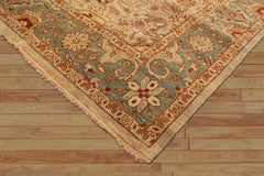 8x10 Beige, Celadon, Rust Color Hand Knotted Oushak Wool Traditional Oriental Rug