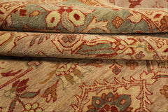 8x10 Beige, Celadon, Rust Color Hand Knotted Oushak Wool Traditional Oriental Rug