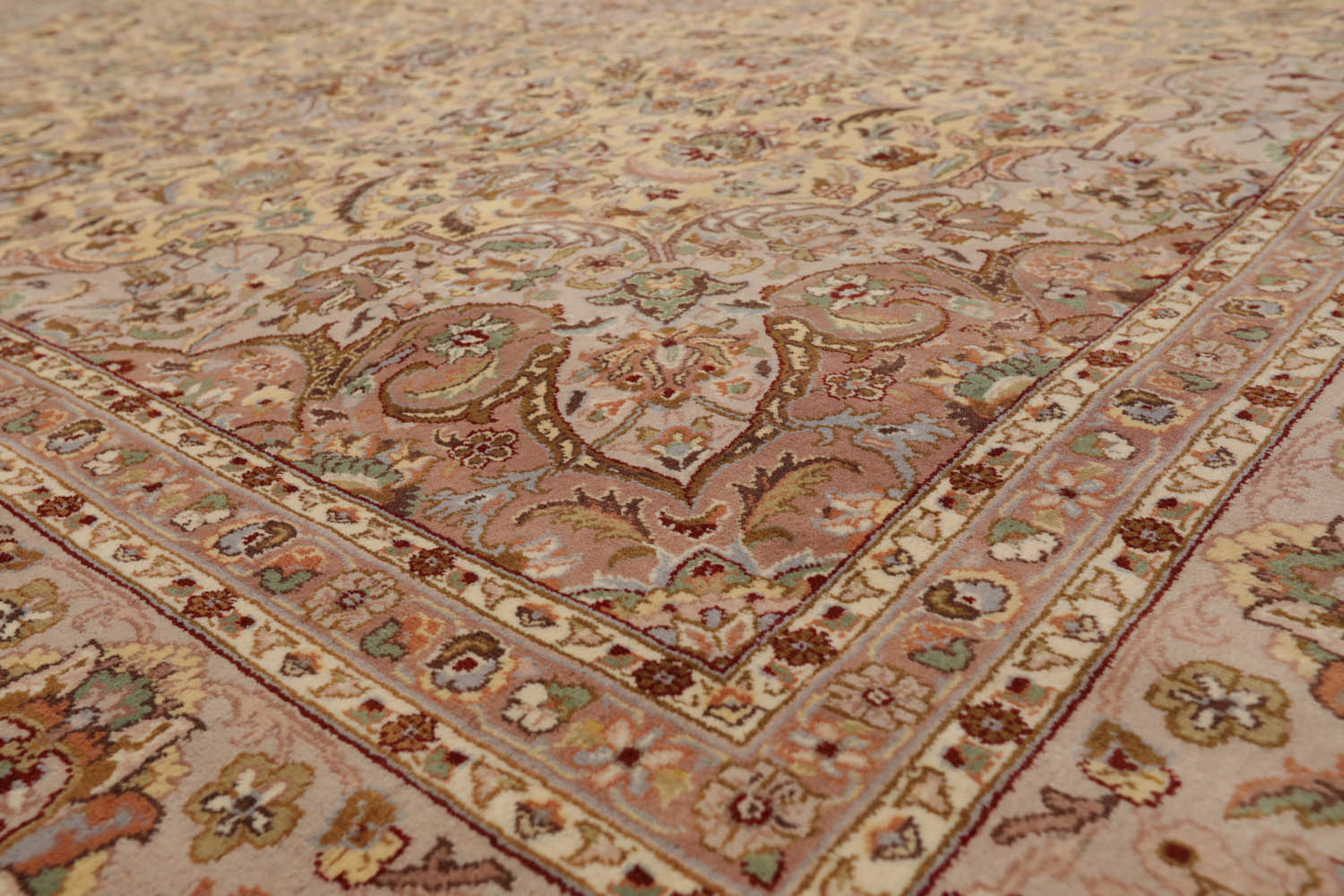 8x10 Ivory, Taupe, Tan Color Hand Knotted All-Over 100% Wool Traditional-Persian/Oriental Oriental Rug