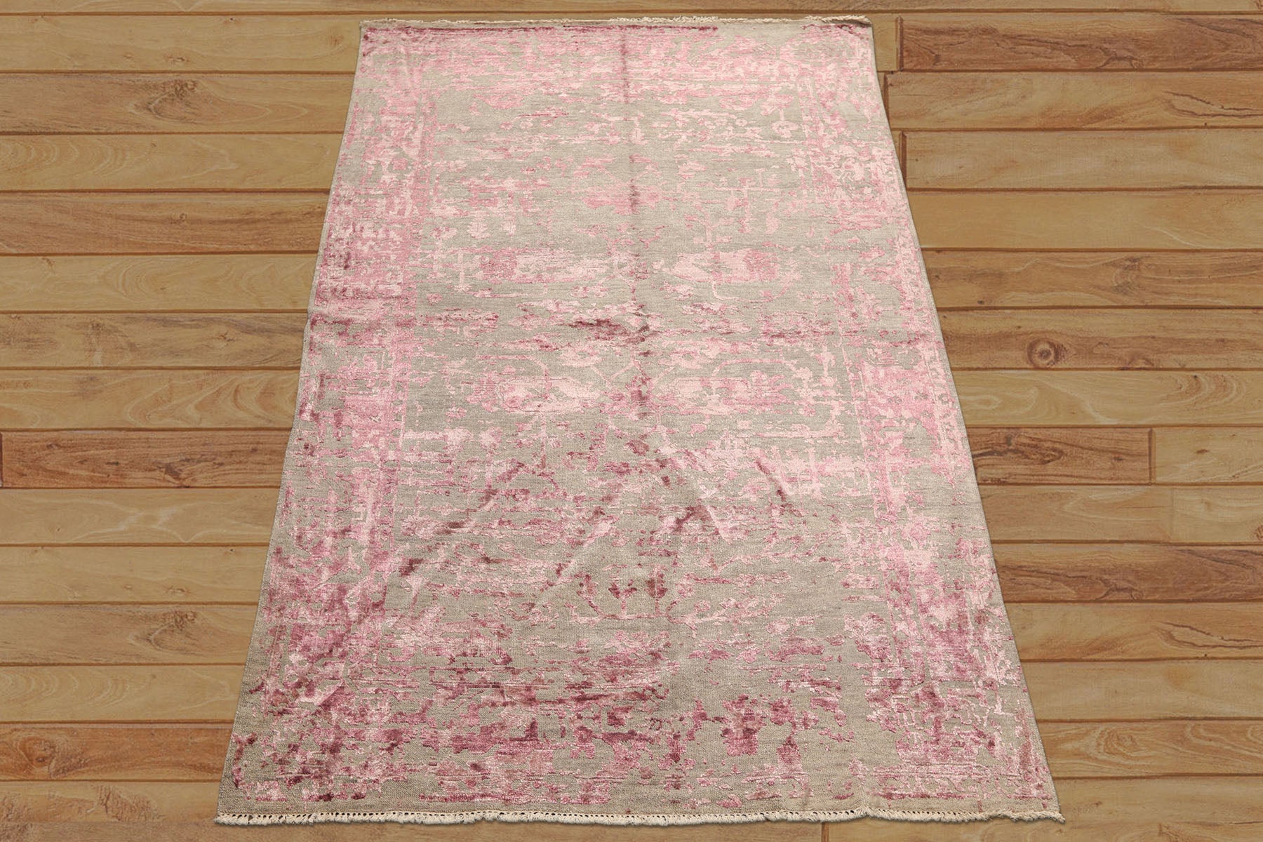 6x9 Moss, Pink, Color Hand Knotted Oushak Wool Modern & Contemporary Oriental Rug