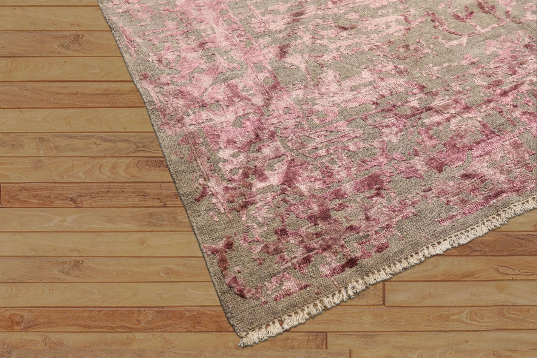 6x9 Moss, Pink, Color Hand Knotted Oushak Wool Modern & Contemporary Oriental Rug