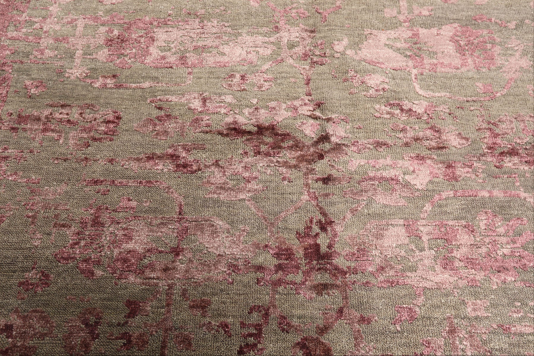 6x9 Moss, Pink, Color Hand Knotted Oushak Wool Modern & Contemporary Oriental Rug