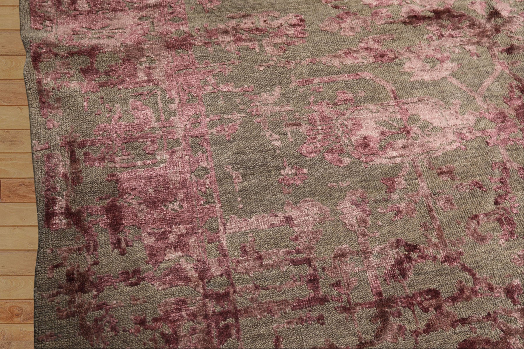 6x9 Moss, Pink, Color Hand Knotted Oushak Wool Modern & Contemporary Oriental Rug