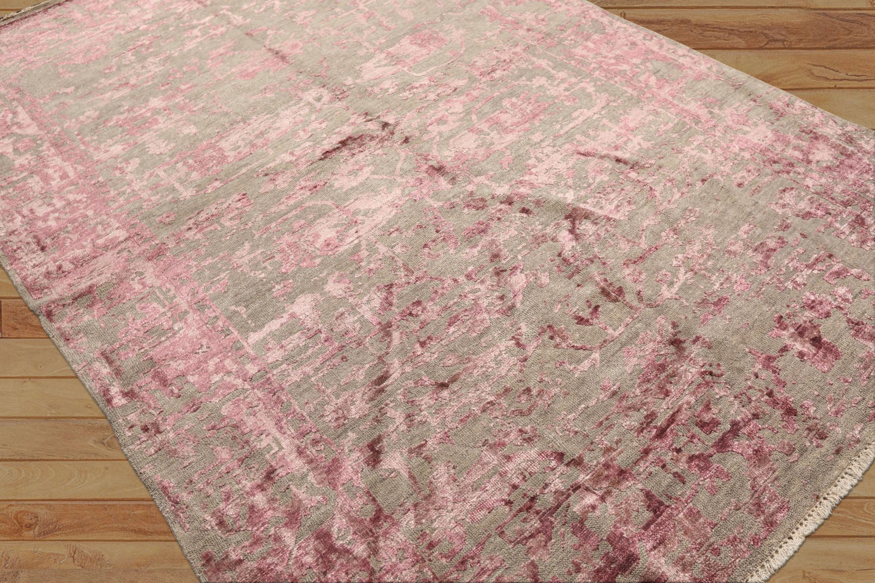 6x9 Moss, Pink, Color Hand Knotted Oushak Wool Modern & Contemporary Oriental Rug