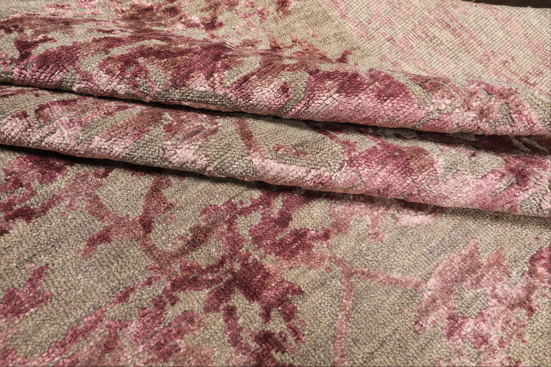 6x9 Moss, Pink, Color Hand Knotted Oushak Wool Modern & Contemporary Oriental Rug