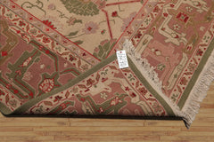 10x14 Beige, Blush, Green Color Hand Knotted All-Over 100% Wool Traditional Oriental Rug
