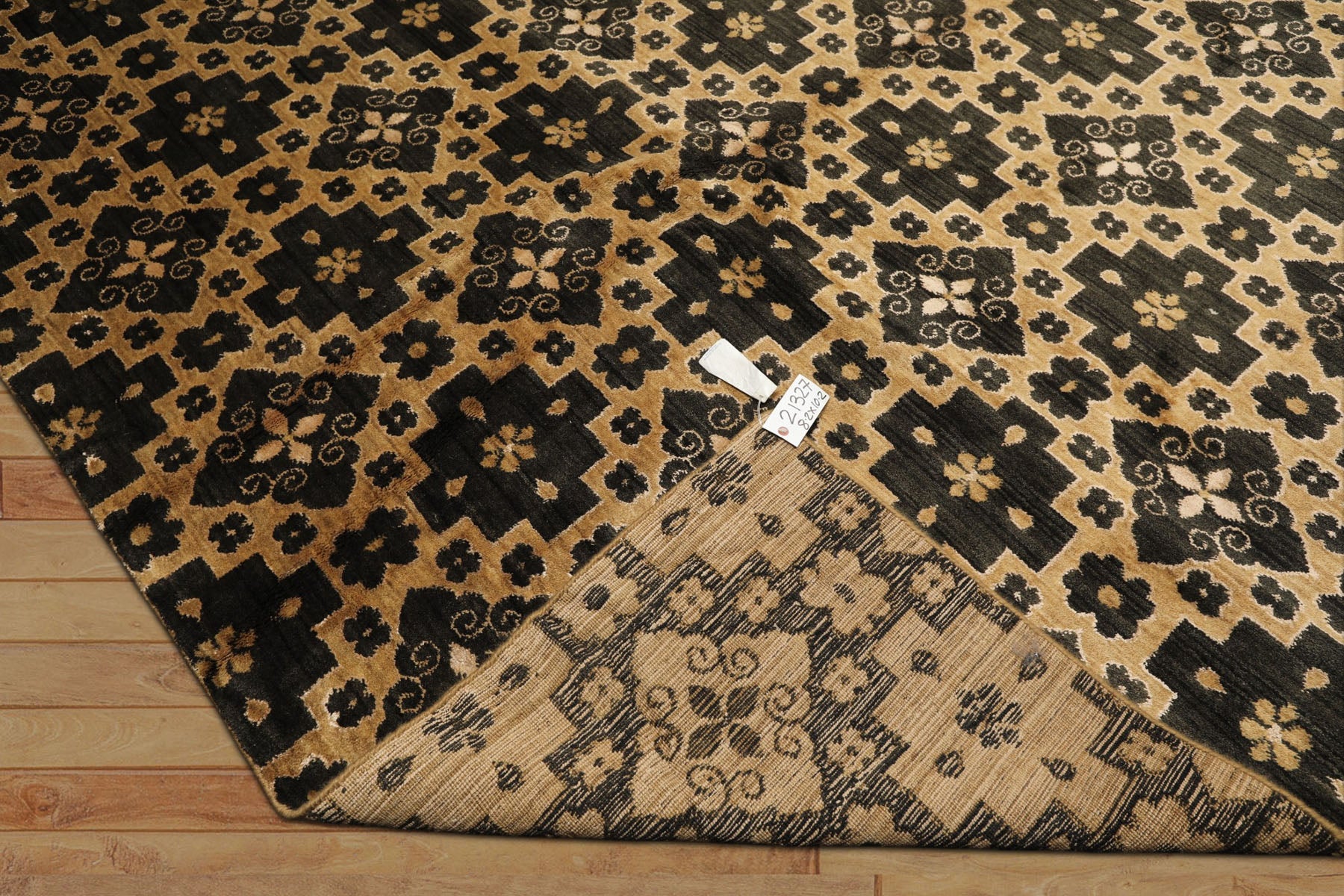8x10 Tan, Charcoal, Color Hand Knotted Tibetan Wool Transitional Oriental Rug