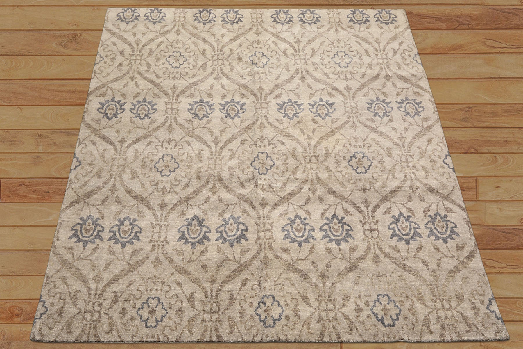 8' Square Gray, Slate, Taupe Color Hand Knotted Tibetan Wool Transitional Oriental Rug