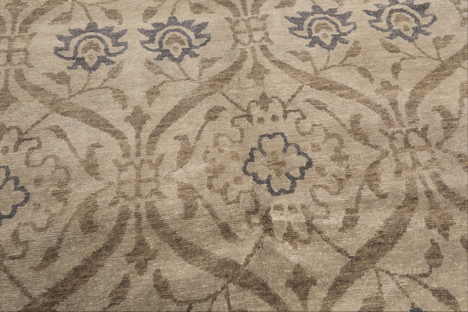 8' Square Gray, Slate, Taupe Color Hand Knotted Tibetan Wool Transitional Oriental Rug