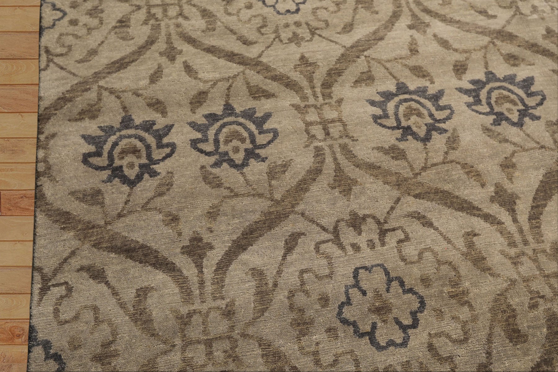8' Square Gray, Slate, Taupe Color Hand Knotted Tibetan Wool Transitional Oriental Rug