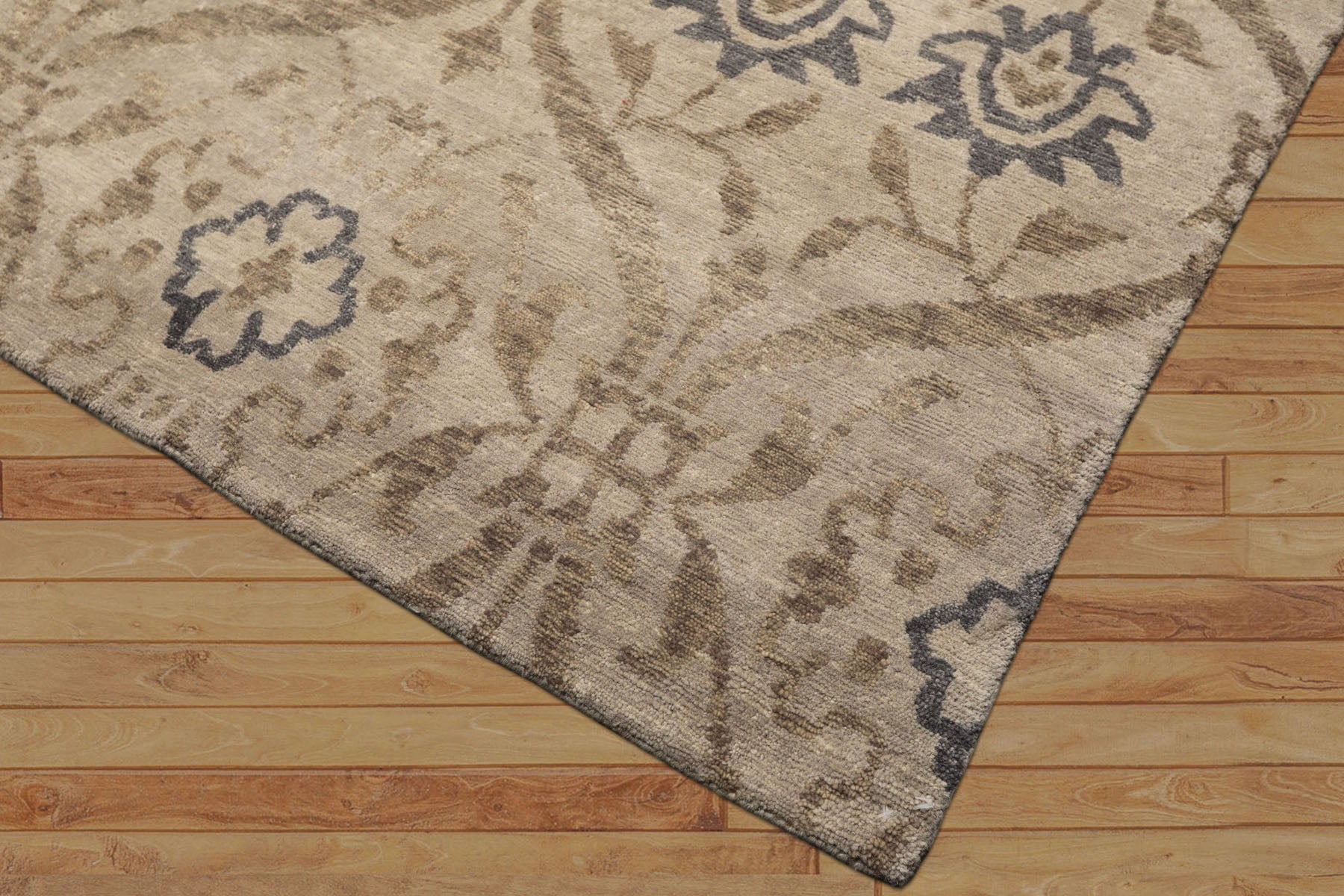 8' Square Gray, Slate, Taupe Color Hand Knotted Tibetan Wool Transitional Oriental Rug