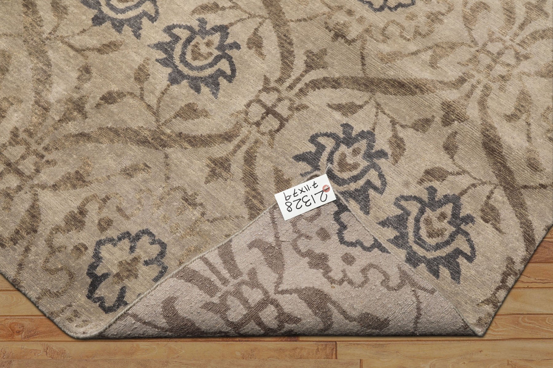 8' Square Gray, Slate, Taupe Color Hand Knotted Tibetan Wool Transitional Oriental Rug