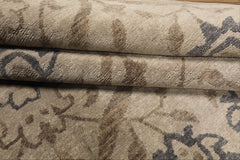 8' Square Gray, Slate, Taupe Color Hand Knotted Tibetan Wool Transitional Oriental Rug