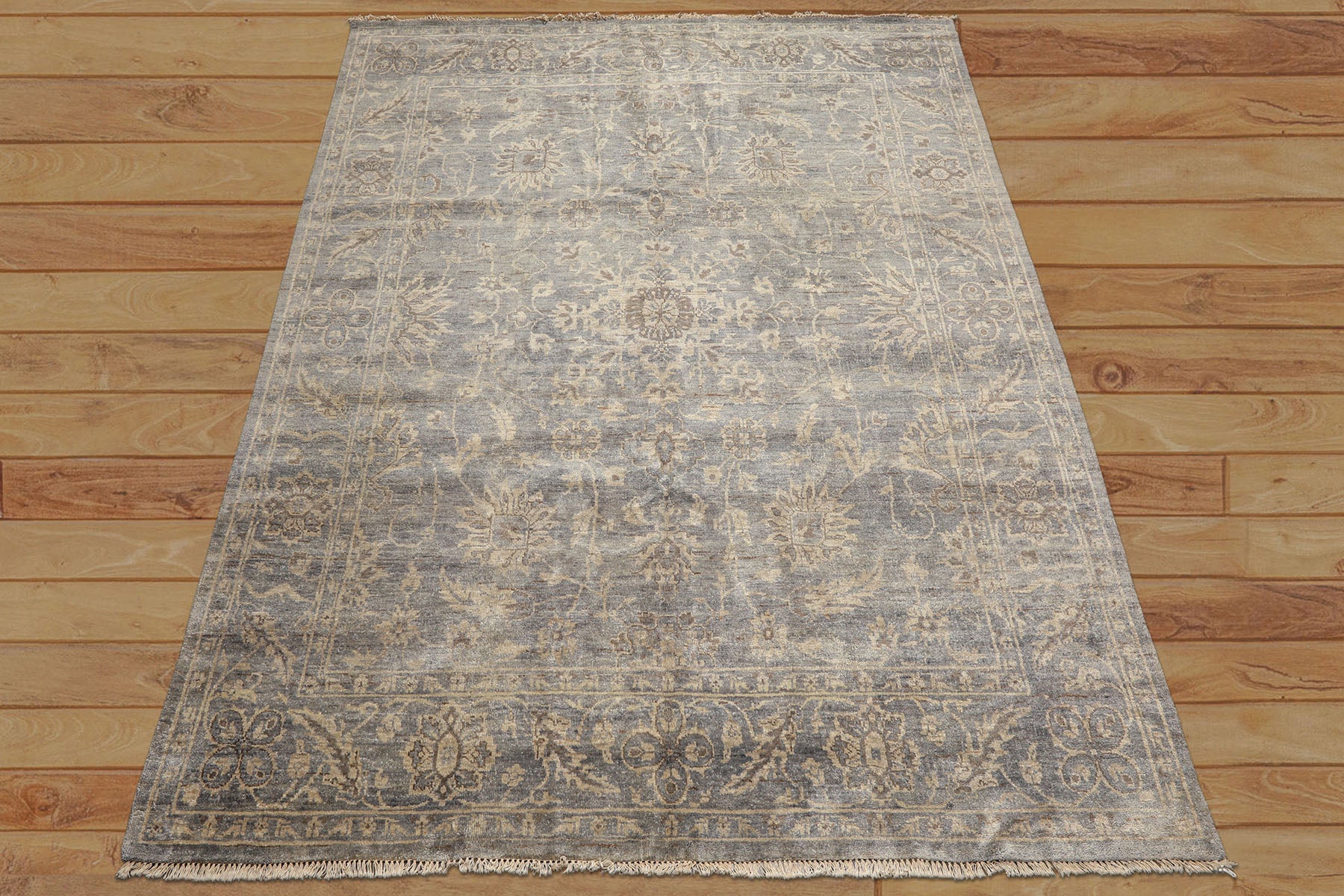 8x10 Gray, Beige, Brown Color Hand Knotted Oushak Wool Transitional Oriental Rug