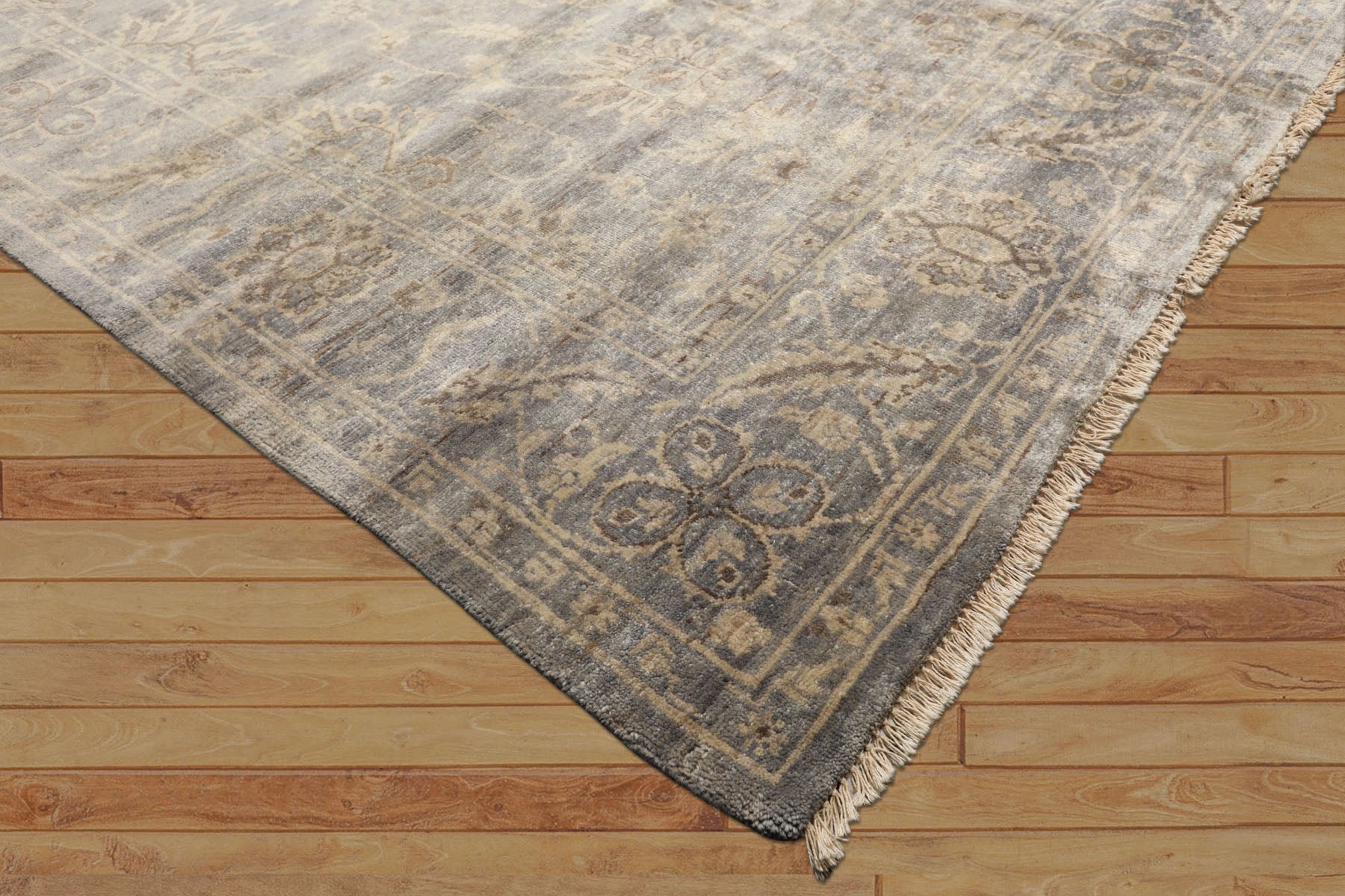 8x10 Gray, Beige, Brown Color Hand Knotted Oushak Wool Transitional Oriental Rug