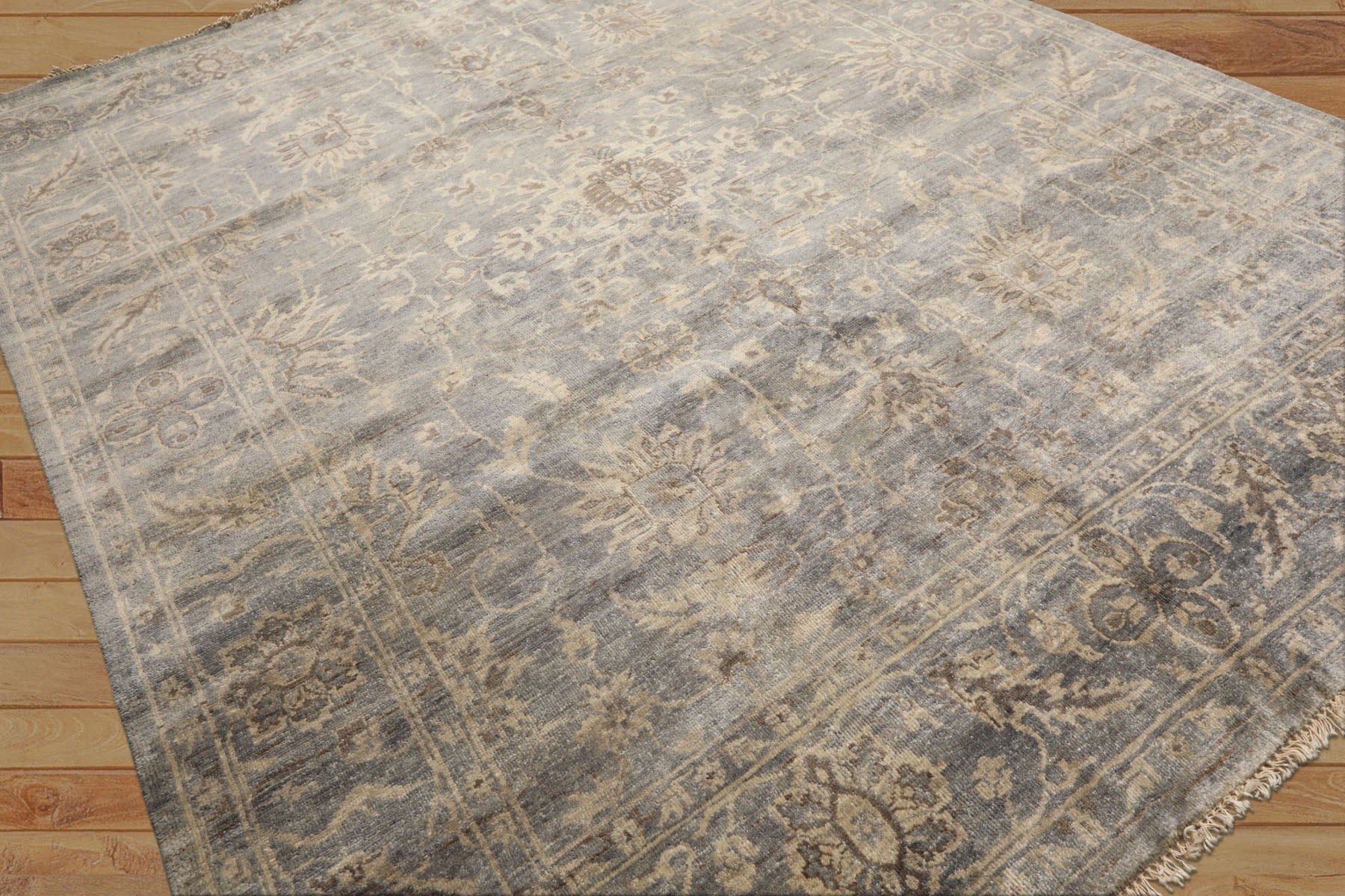 8x10 Gray, Beige, Brown Color Hand Knotted Oushak Wool Transitional Oriental Rug