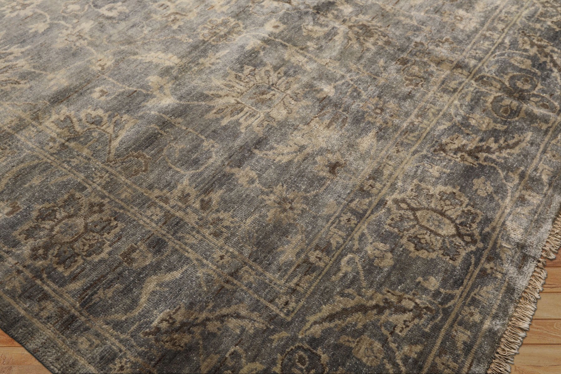 8x10 Gray, Beige, Brown Color Hand Knotted Oushak Wool Transitional Oriental Rug