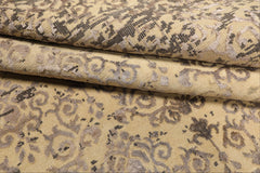 8x10 Vanilla, Taupe, Moss Color Hand Knotted Oushak Wool & Bamboo Silk Transitional Oriental Rug
