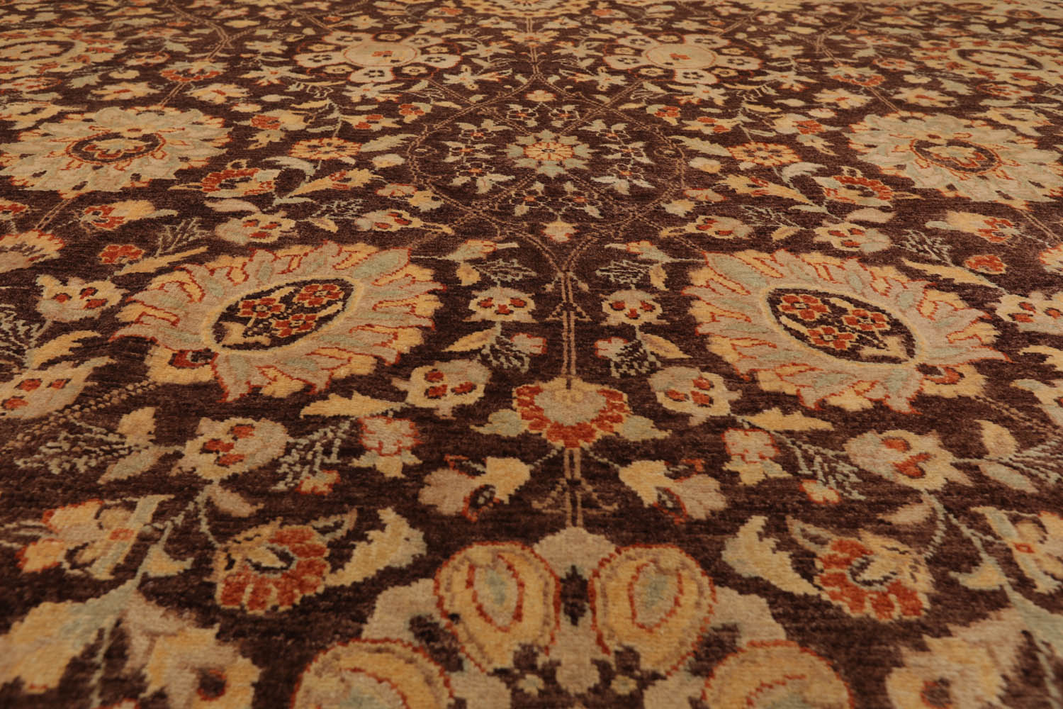 9x12 Brown, Beige, Gold Color Hand Knotted All-Over 100% Wool Traditional-Persian/Oriental Oriental Rug