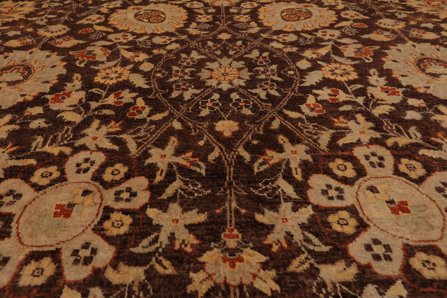 9x12 Brown, Beige, Gold Color Hand Knotted All-Over 100% Wool Traditional-Persian/Oriental Oriental Rug
