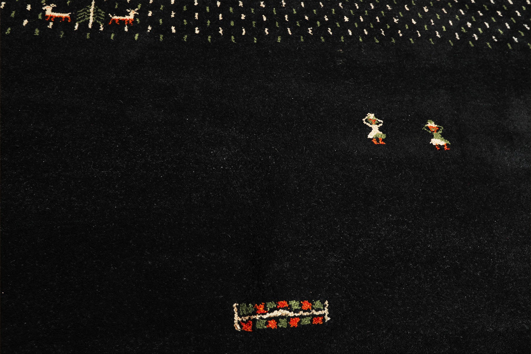 8x11 Black, Ivory, Green Color Hand Knotted Gabbeh Wool Modern & Contemporary Oriental Rug