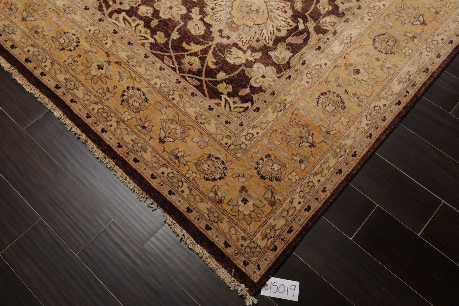 9x12 Brown, Caramel, Beige Color Hand Knotted All-Over 100% Wool Traditional Oriental Rug