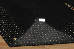 8x11 Black, Ivory, Green Color Hand Knotted Gabbeh Wool Modern & Contemporary Oriental Rug