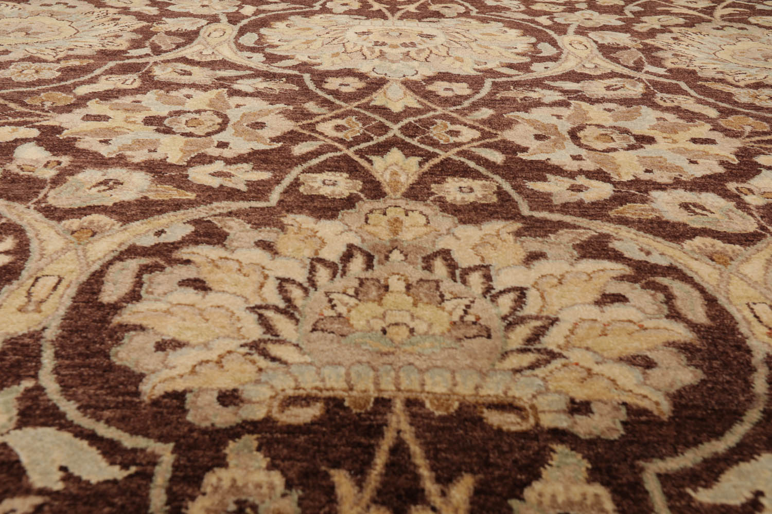 9x12 Brown, Caramel, Beige Color Hand Knotted All-Over 100% Wool Traditional Oriental Rug