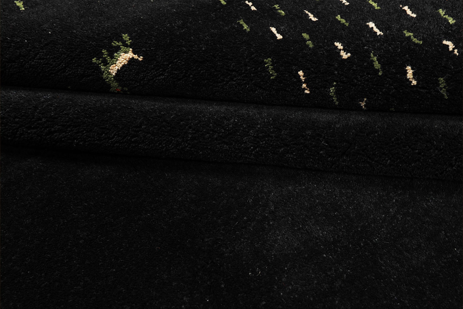 8x11 Black, Ivory, Green Color Hand Knotted Gabbeh Wool Modern & Contemporary Oriental Rug