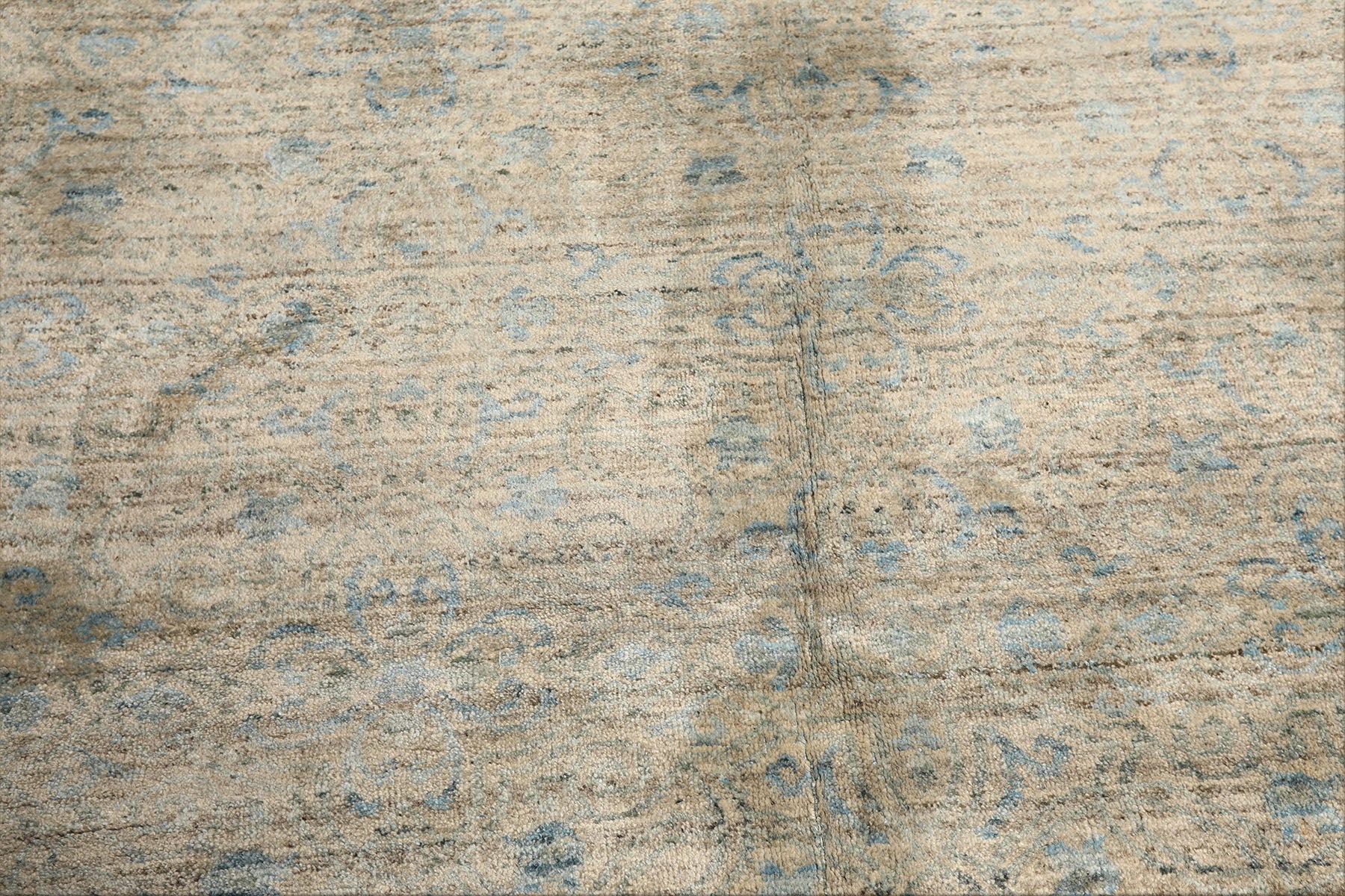 8x10 Beige, Gray, Aqua Color Hand Loomed Oushak Wool & Bamboo Silk Transitional Oriental Rug