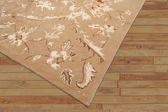 8x11 Beige, Tan, Ivory Color Hand Knotted Tibetan Wool & Bamboo Silk Transitional Oriental Rug