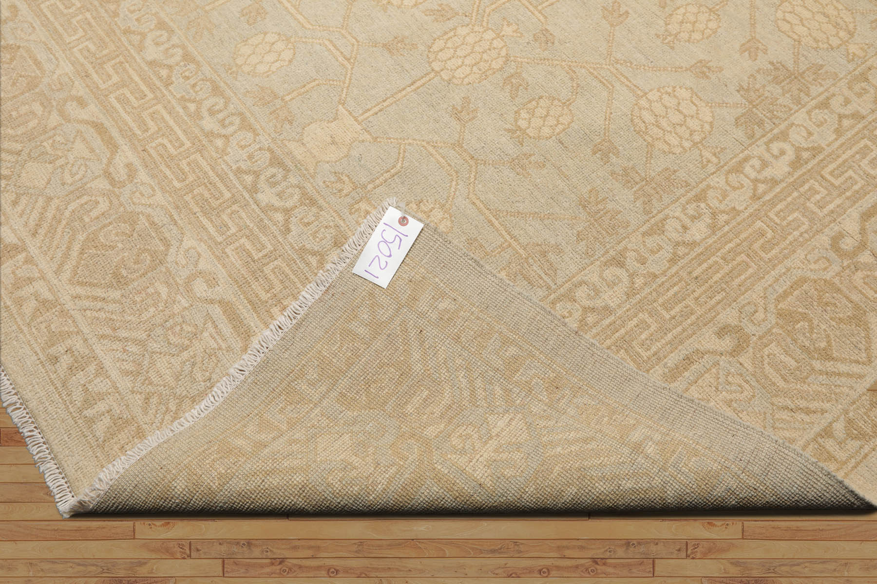 8x10 Beige, Tan, Gray Color Hand Knotted All-Over 100% Wool Traditional Oriental Rug