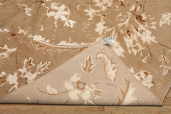 8x11 Beige, Tan, Ivory Color Hand Knotted Tibetan Wool & Bamboo Silk Transitional Oriental Rug