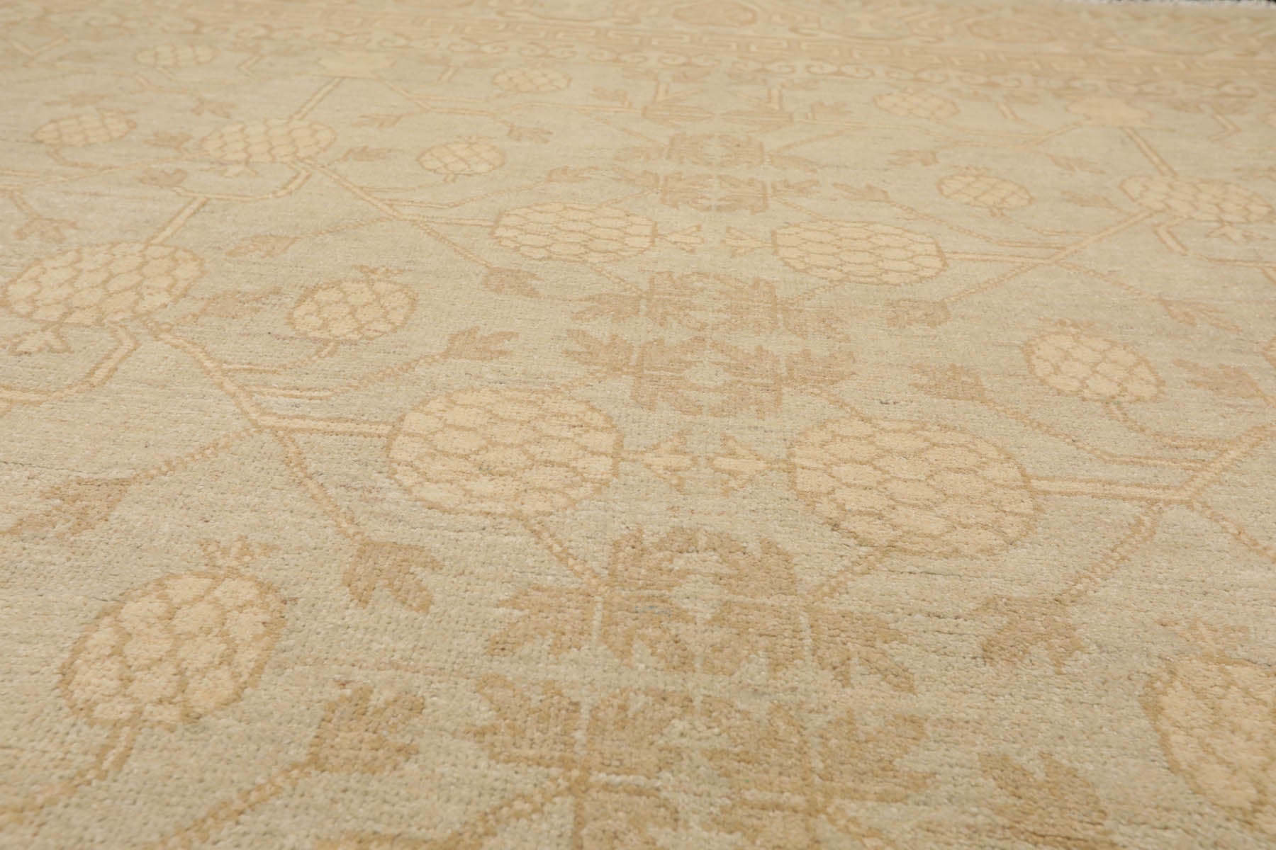 8x10 Beige, Tan, Gray Color Hand Knotted All-Over 100% Wool Traditional Oriental Rug