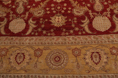 LoomBloom 12'5''x18' Rusty Red Hand Knotted Wool Traditional Peshawar Rug - 200 KPSI