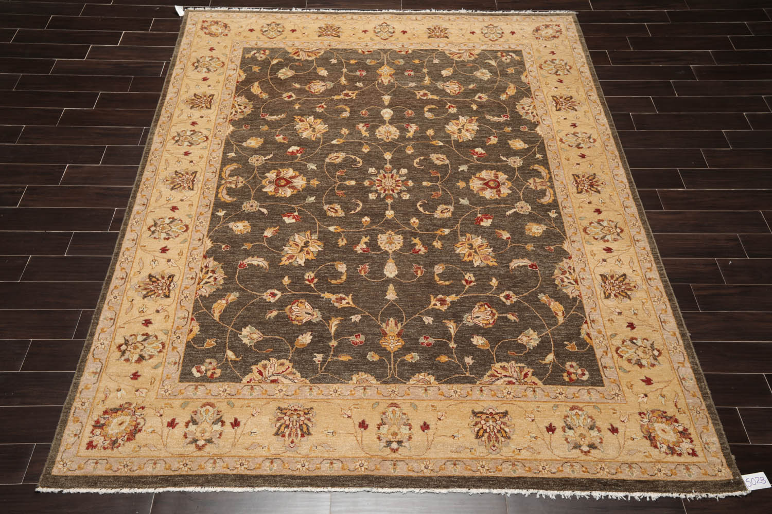 8x10 Brown, Caramel, Taupe Color Hand Knotted All-Over 100% Wool Traditional Oriental Rug