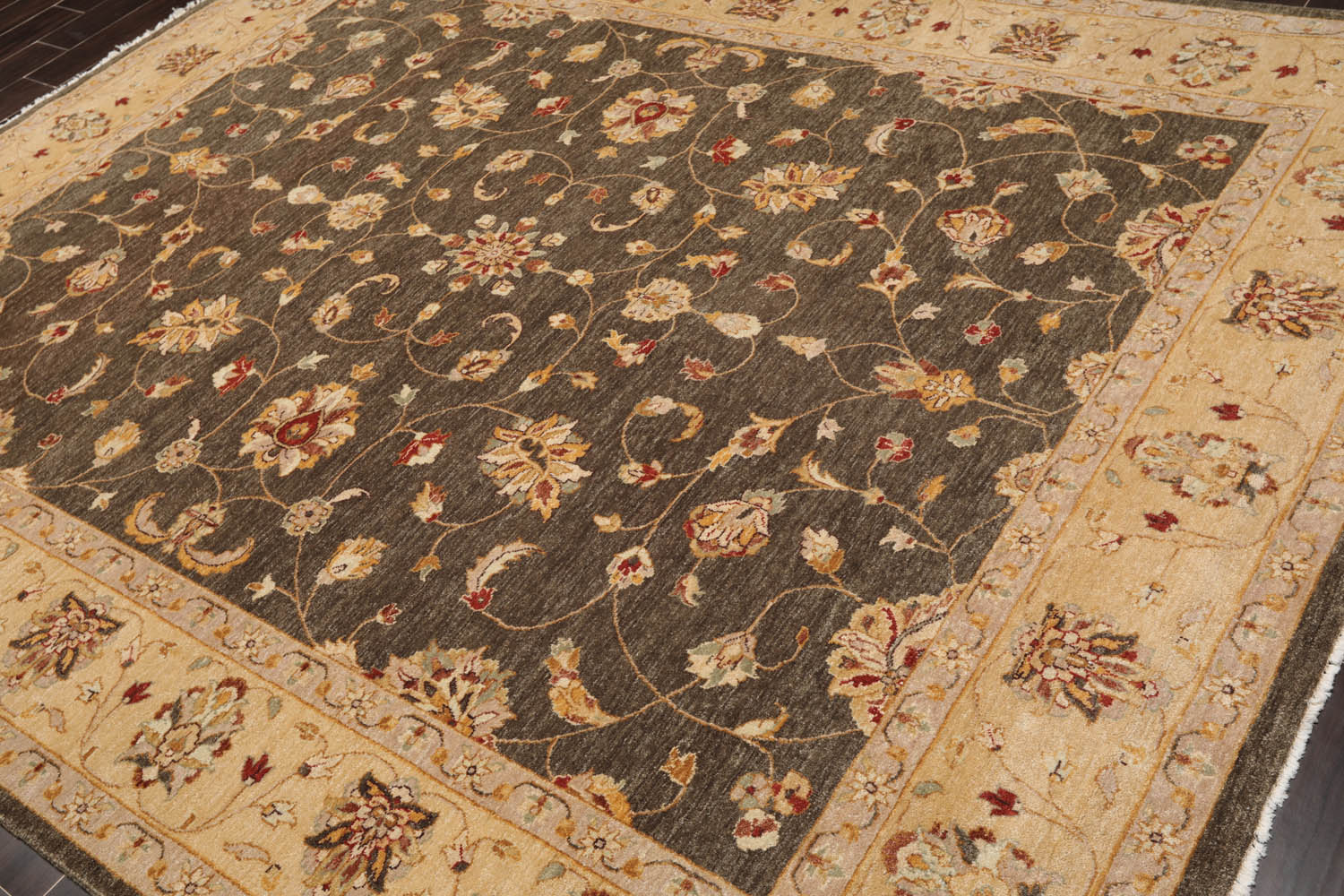 8x10 Brown, Caramel, Taupe Color Hand Knotted All-Over 100% Wool Traditional Oriental Rug