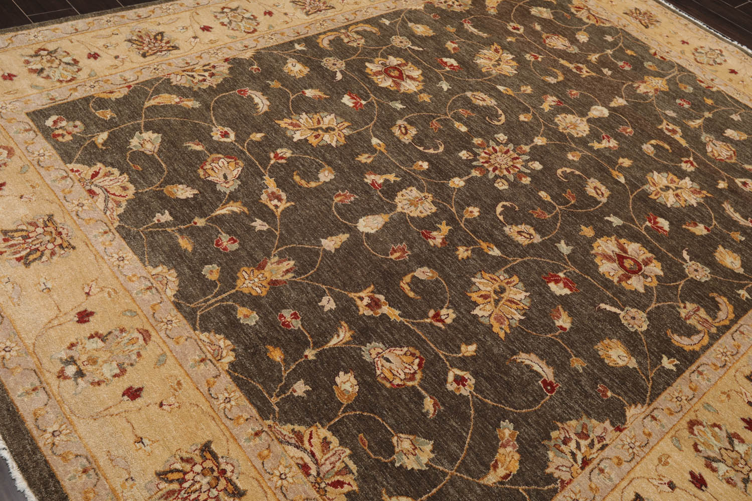 8x10 Brown, Caramel, Taupe Color Hand Knotted All-Over 100% Wool Traditional Oriental Rug