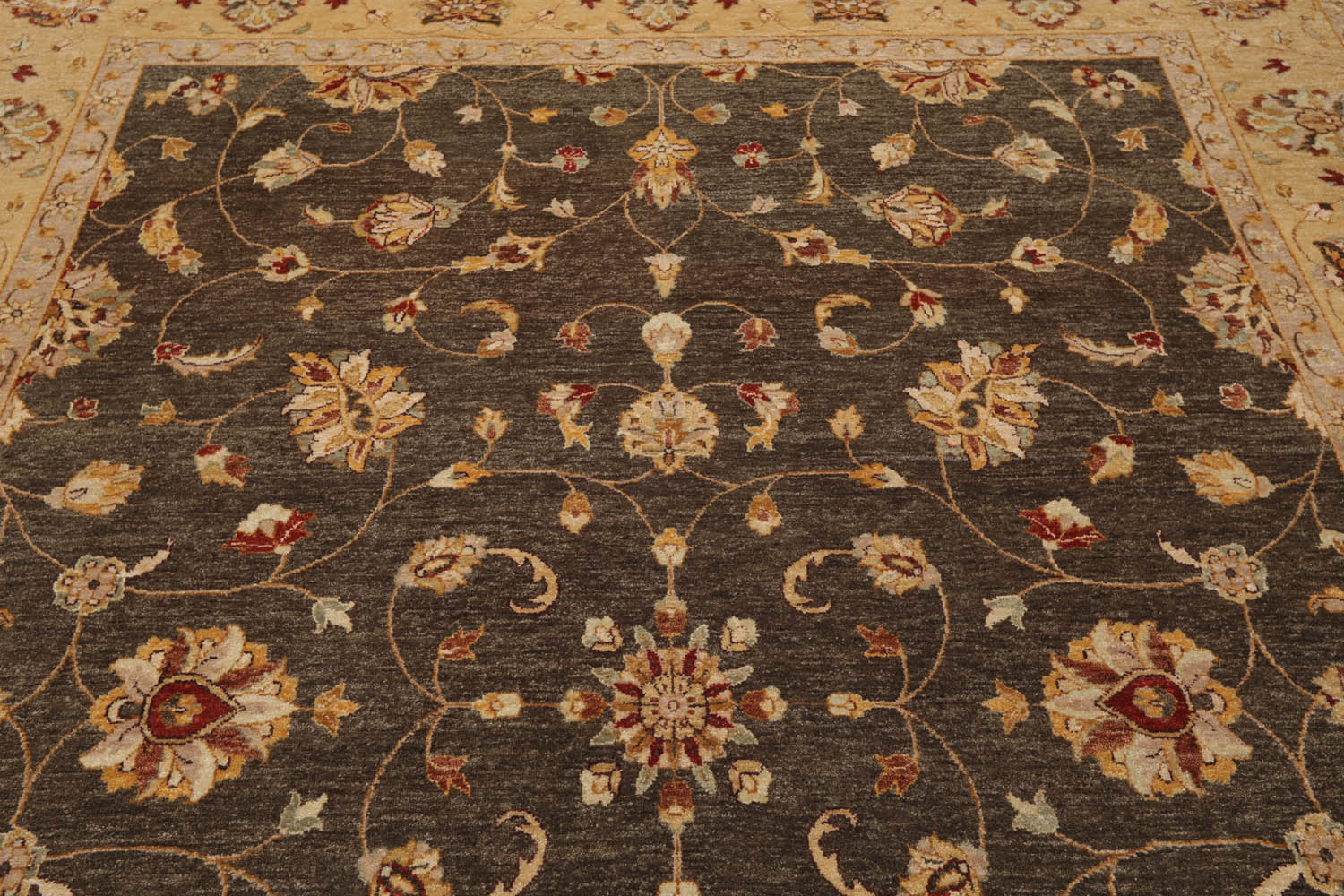 8x10 Brown, Caramel, Taupe Color Hand Knotted All-Over 100% Wool Traditional Oriental Rug