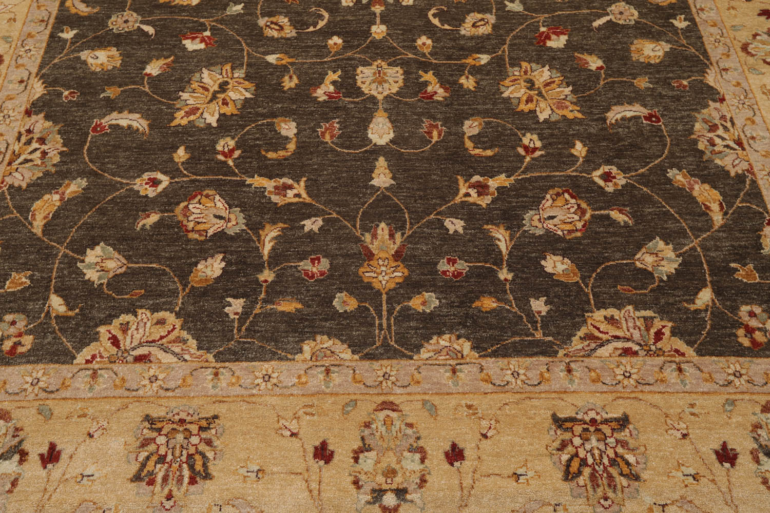 8x10 Brown, Caramel, Taupe Color Hand Knotted All-Over 100% Wool Traditional Oriental Rug