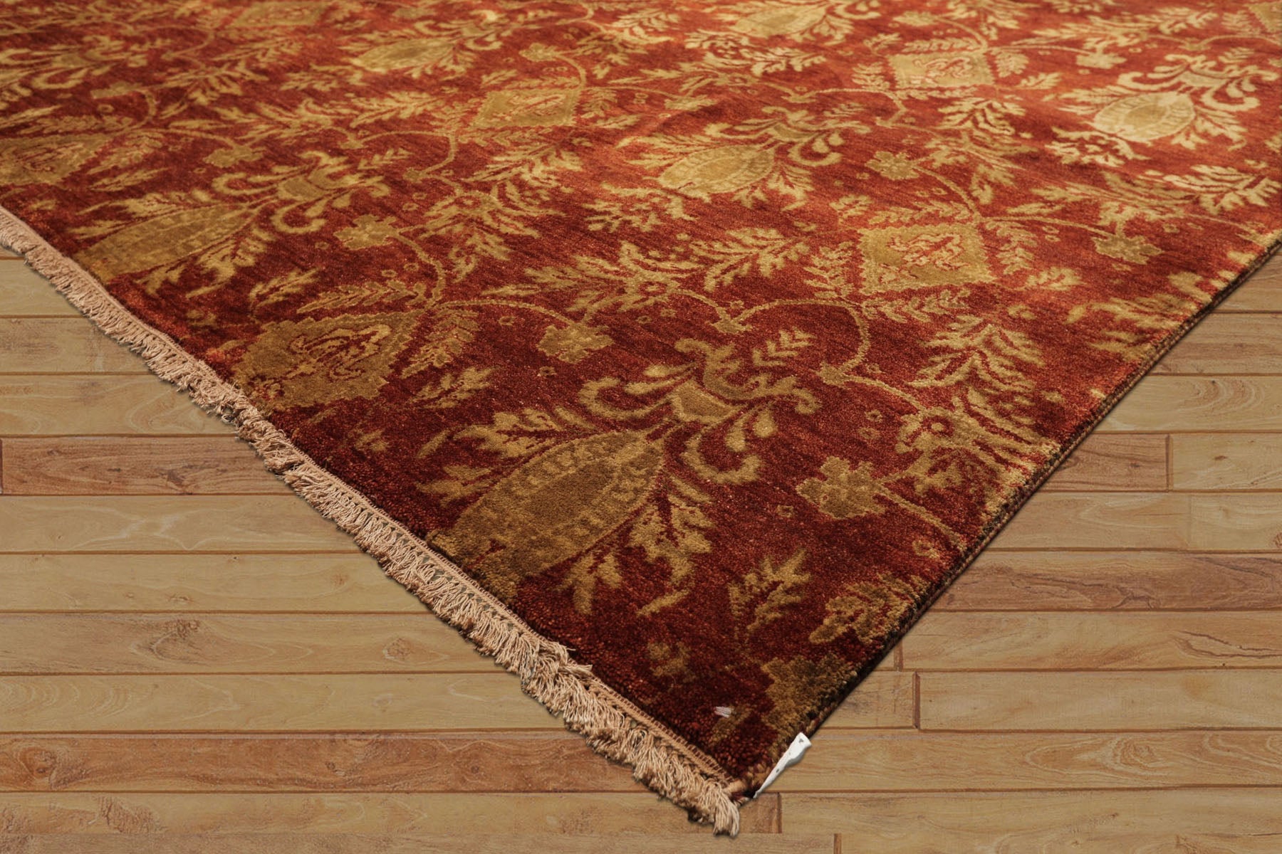 Multi Size Burnt Orange Gold Color Hand Knotted Agra Wool Transitional Oriental Rug