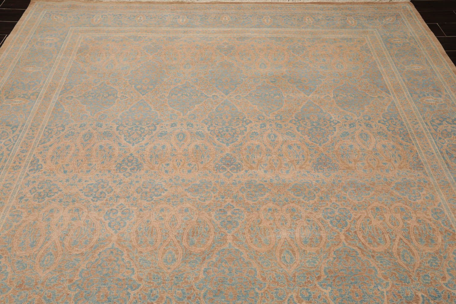 8x10 Blue, Blue, Beige Color Hand Knotted All-Over 100% Wool Traditional Oriental Rug