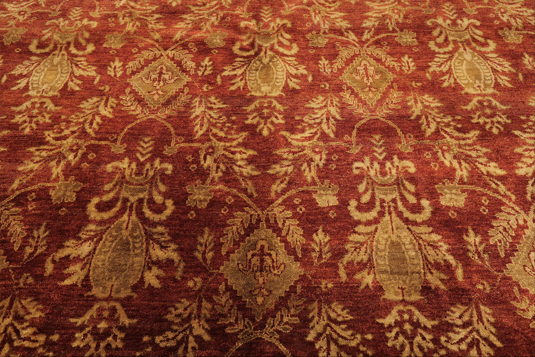 Multi Size Burnt Orange Gold Color Hand Knotted Agra Wool Transitional Oriental Rug