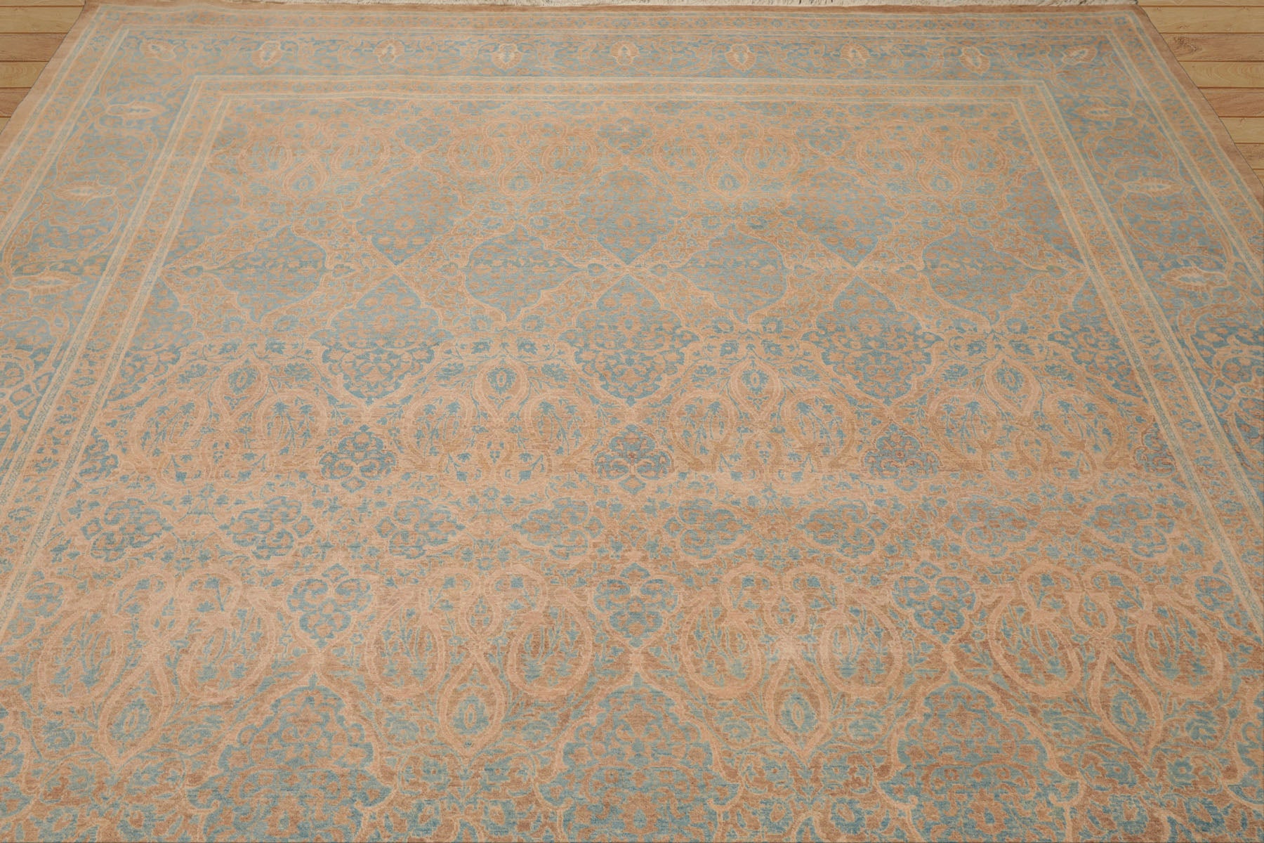 8x10 Beige, Tan, Aqua Color Hand Knotted Pak Persian 100% Wool Traditional Oriental Rug