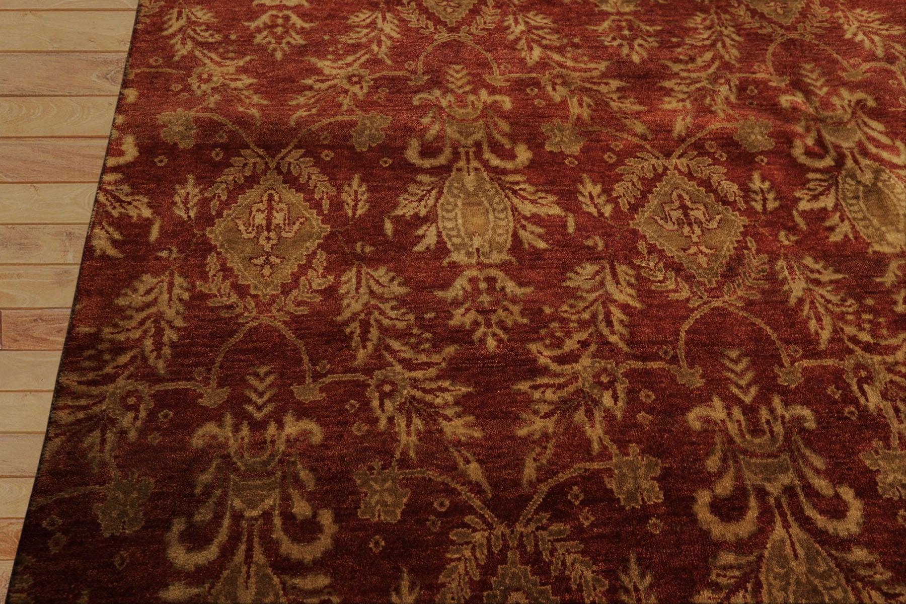 Multi Size Burnt Orange Gold Color Hand Knotted Agra Wool Transitional Oriental Rug