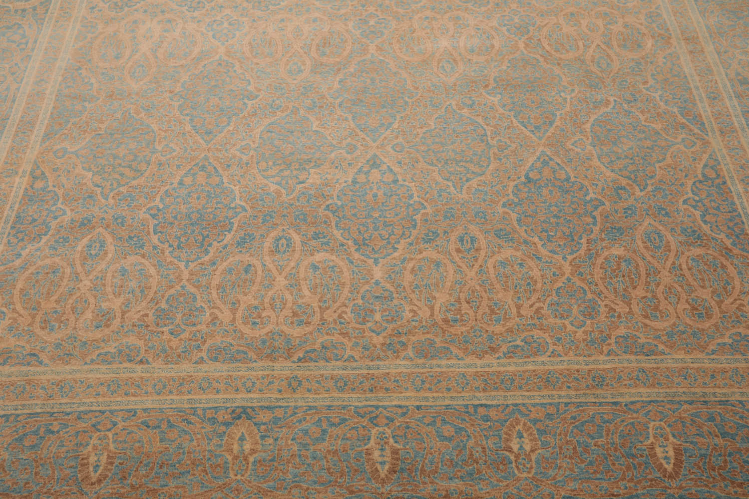 8x10 Blue, Blue, Beige Color Hand Knotted All-Over 100% Wool Traditional Oriental Rug