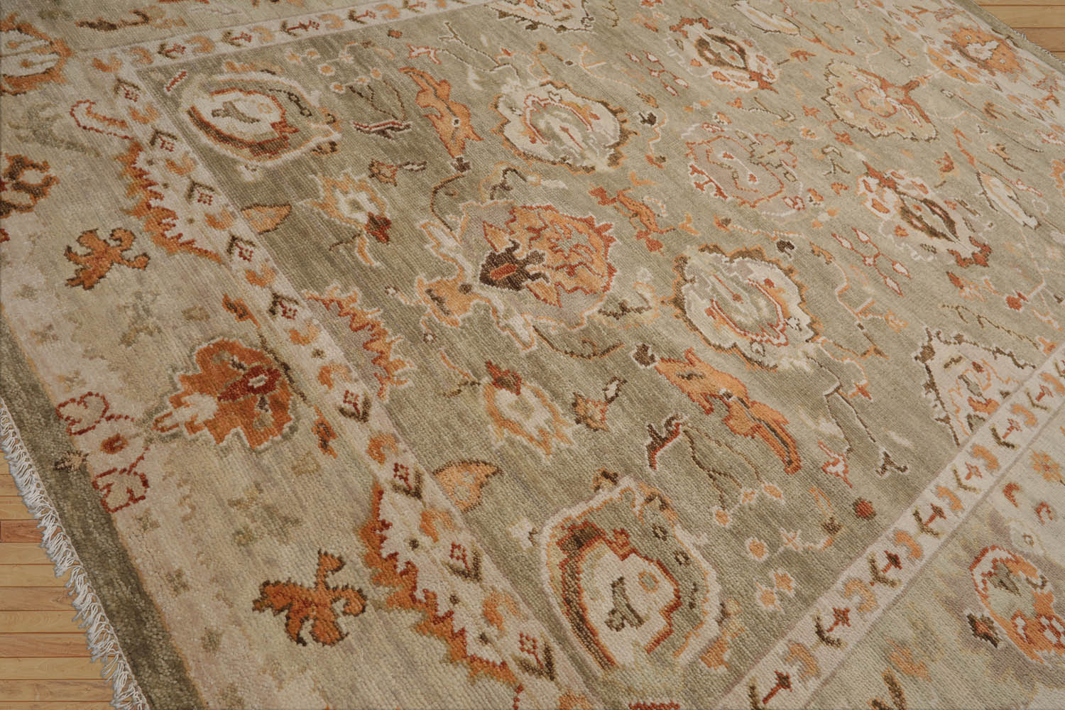 Ethe Multi Size LoomBloom Muted Turkish Oushak Hand Knotted Wool Traditional Area Rug Moss, Beige Color