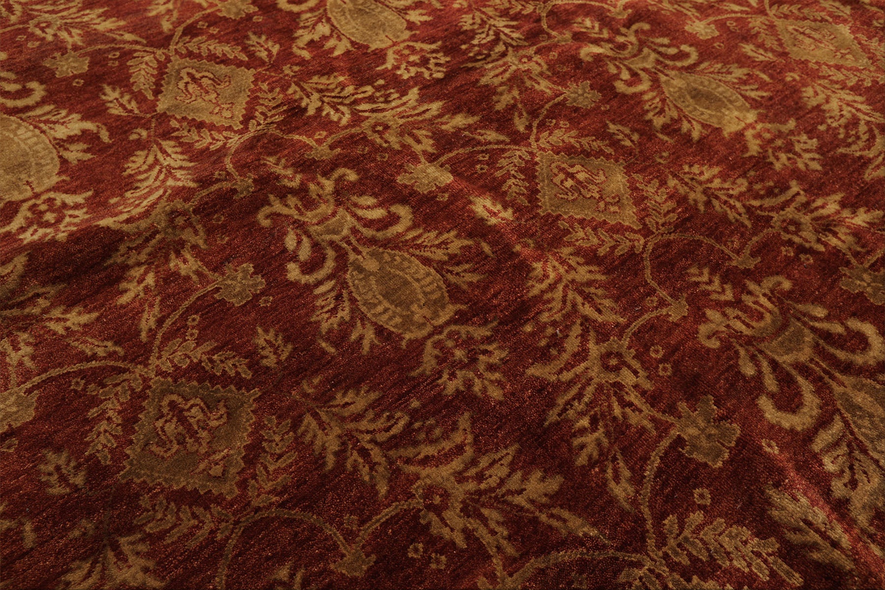 Multi Size Burnt Orange Gold Color Hand Knotted Agra Wool Transitional Oriental Rug